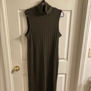 Nine West Green Ribbed Sheath Midi Dress